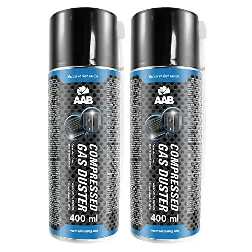Produktbild: AABCOOLING Druckluftspray 2 x 400ml, Druckgasreiniger, Druckluft Dose für die Reinigung von Multimedia- und Bürogeräte, Tastatur, Keyboard, Bildschirmen, Computergehäuse, Druckluftreiniger, Air Duster