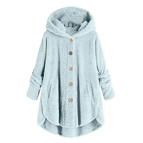 Produktbild: AACH Hoodie Damen Oversize PlüSchjacke Warm GefüTterte Fleecemantel LäSsige Teddyjacke Flauschig KäTzchen Wintermantel Lange Cardigan Kuschelig Kawaii Kapuzenjacke mit Taschen Mantel