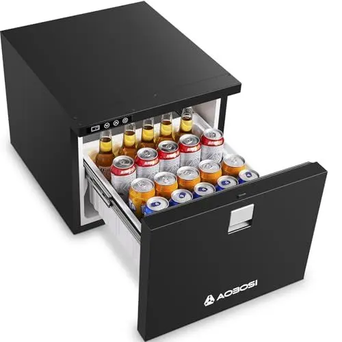 Produktbild: AAOBOSI 60L Schublade Kompressor Kühlbox, Kühlbox Auto 12/24V, Großem Fassungsvermögen Wohnwagen Kühlbox, bis -10℃ Camping Kühlbox für Autos, Lastwagen, SUVs, Wohnmobile, Boote, Camping und Reisen