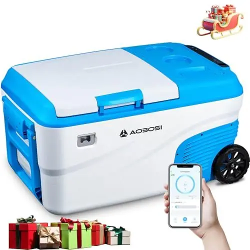 Produktbild: AAOBOSI Kompressor Kühlbox 23L, Kühlbox Auto -20 °C bis 20 °C，Kühlbox 12V 230V für Garagen, Auto, LKW, Boot, Camping, Kann mit Ersatzakku