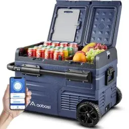 Produktbild: AAOBOSI Kompressor Kühlbox 35L, Auto Kühlbox,Zwei Zonen und Doppeltüren,Mit USB-Anschluss,Elektrische Kühlbox bis -20 °C für Auto,Lkw, Boot,Reisemobil,Camping
