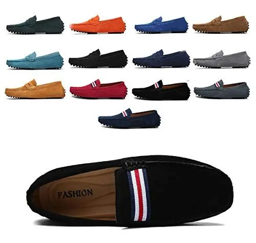 Produktbild: AARDIMI Herren Mokassins Bootsschuhe Wildleder Loafers Schuhe Flache Fahren Halbschuhe Beiläufig Slippers Hausschuh (46, Schwarz)