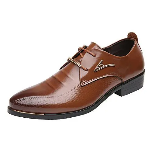 Produktbild: AARDIMI Herren Schnürhalbschuhe Hochzeit Schuhe Männer Spitz Oxfords Mann Kleid Leder Schuhe Formale Zapatos Hombre(Hersteller-Größentabelle im Bild Beachten) (44Braun)