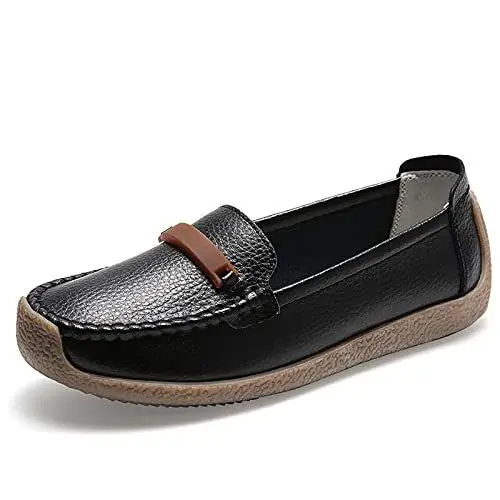 Produktbild: AARDIMI Mokassins Damen Bootsschuhe Loafers Halbschuhe Casual Fahren Schuhe Wildleder Slip on Slipper Erbsenschuhe (40 EU, Z-Schwarz-1429)