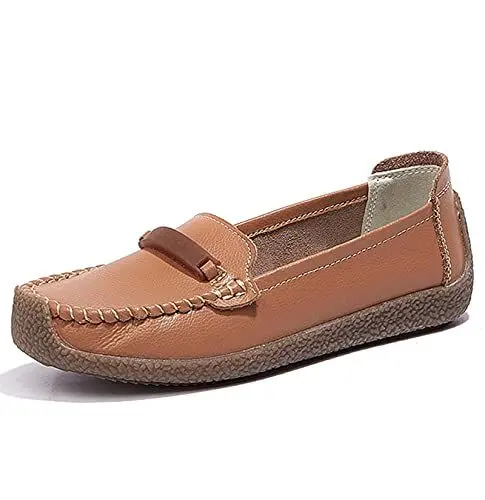 Produktbild: AARDIMI Mokassins Damen Bootsschuhe Loafers Halbschuhe Casual Fahren Schuhe Wildleder Slip on Slipper Erbsenschuhe (42 EU,braun-4019)