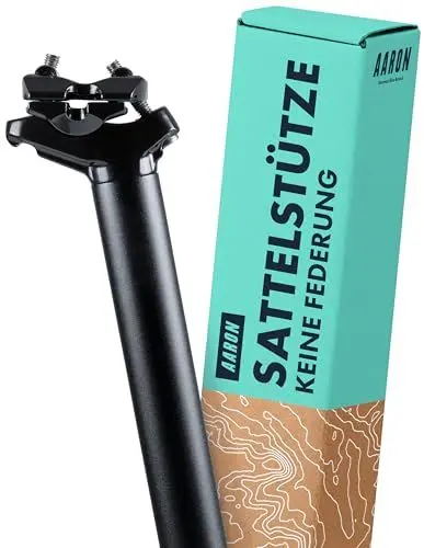 Produktbild: AARON Post Sattelstütze mit 30,9 mm Durchmesser, Aluminium Sattelrohr mit 350 mm Länge, Stütze für Cityrad, Trekkingrad, Tourenrad und Mountainbike in Schwarz