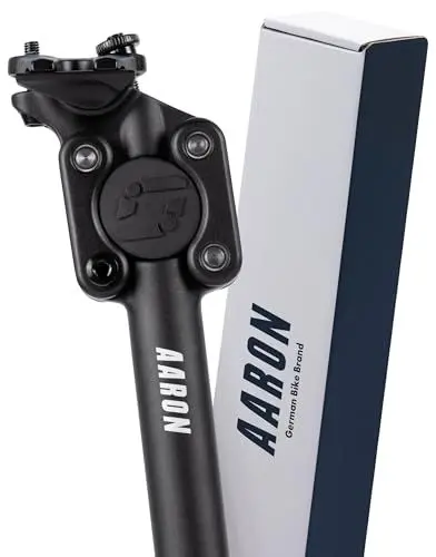 Produktbild: AARON Spring Pro Federsattelstütze mit 27,2 mm Durchmesser | Gefederte Aluminium Sattelstütze mit 350mm Länge | Fahrrad Sattelstütze gefedert für E-Bike, MTB, Trekking Citybike