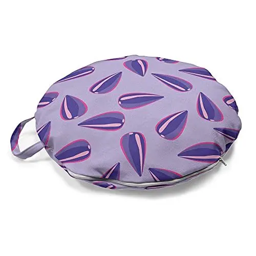 Produktbild: ABAKUHAUS Abstrakt Rundes Bodenkissen mit Griff, Muster der Blumensamen, dekoratives Kissen für Wohnzimmer & Schlafsäle, 45 cm, Lila Lila Magenta