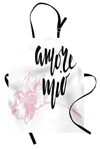 Produktbild: ABAKUHAUS Amore Sagen Kochschürze, Amore Mio mit Blumen, maschienenwaschbarer Digitaldruck Farbfest, Pale Pink Koksgraue