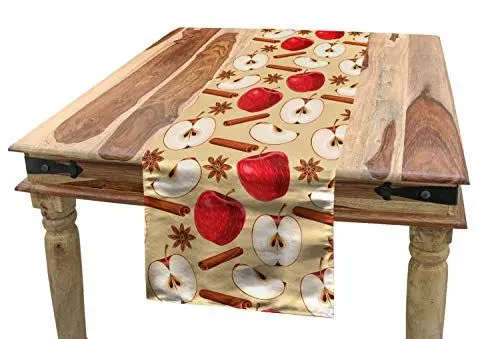 Produktbild: ABAKUHAUS Apfel Tischläufer, Sternanis-Zimt-Getränk, Esszimmer Küche Rechteckiger Dekorativer Tischläufer, 40 x 225 cm, Zimt Beige Rot