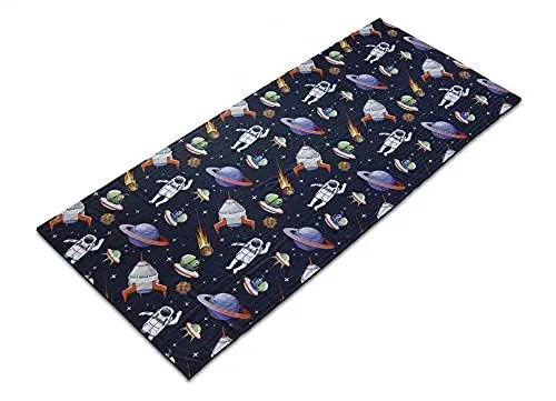 Produktbild: ABAKUHAUS Außerirdischer Yoga-Mattenhandtuch, Galaxy Asteroid UFO Astronaut, rutschfeste schweißabsorbierende Yoga Pilates Workout Pad Abdeckung, 64 cm x 178 cm, Mehrfarbig