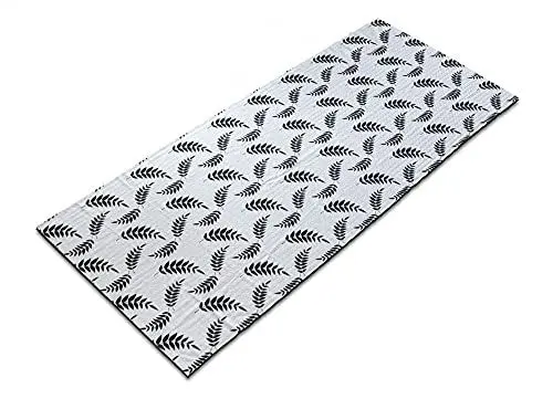 Produktbild: ABAKUHAUS Blätter Yoga-Mattenhandtuch, Lorbeerblätter Frühling Natur, rutschfeste schweißabsorbierende Yoga Pilates Workout Pad Abdeckung, 64 cm x 178 cm, Schwarz und weiß