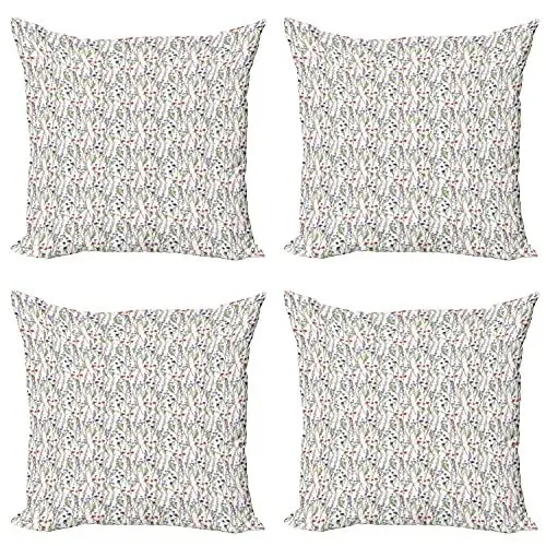 Produktbild: ABAKUHAUS Blumen Kissenbezug Set (4 Stück), Kerbel Cornflower, moderner doppelseitiger Digitaldruck, 40 cm, Mehrfarbig