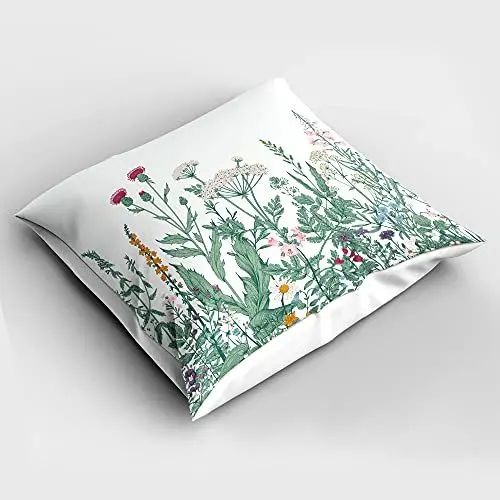 Produktbild: ABAKUHAUS Blumen Schlafkissenbezug, Kerbel Moschusmalve, Dekorativer Weicher Mikrofaser-Kissenbezug Bedruckt, 80 cm x 80 cm, Mehrfarbig