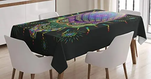 Produktbild: ABAKUHAUS Digital Tischdecke, Halloween Mexiko Schädel, Für den Inn und Outdoor Bereich geeignet Waschbar Druck Klar Kein Verblassen, 140 x 200 cm, Mehrfarbig