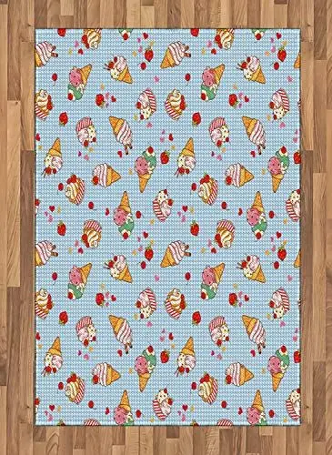 Produktbild: ABAKUHAUS EIS Teppich, Süßkirschen, Deko-Teppich Digitaldruck, Färben mit langfristigen Halt, 120 x 180 cm, Mehrfarbig