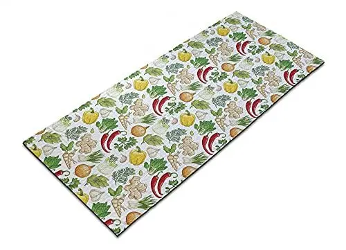 Produktbild: ABAKUHAUS Gemüse Yoga-Mattenhandtuch, Kräuter Spinat Petersilie, rutschfeste schweißabsorbierende Yoga Pilates Workout Pad Abdeckung, 64 cm x 178 cm, Mehrfarbig