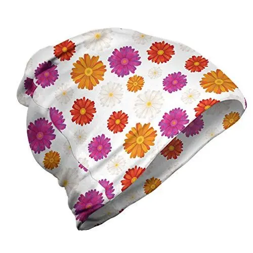 Produktbild: ABAKUHAUS Gerber Daisy Unisex Beanie, Leuchtende Farbe Blüten, Wandern im Freien, Mehrfarbig