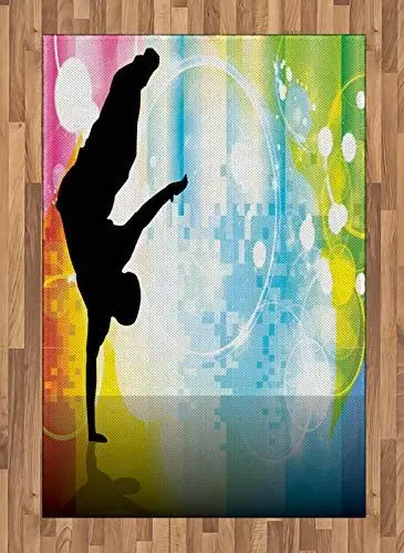 Produktbild: ABAKUHAUS Hiphop Teppich, Breakdance Theme, Deko-Teppich Digitaldruck, Färben mit langfristigen Halt, 120 x 180 cm, Mehrfarbig
