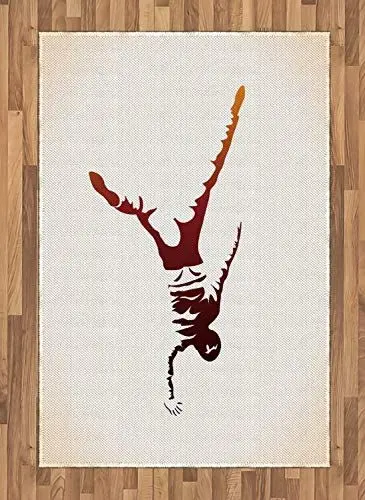 Produktbild: ABAKUHAUS Hiphop Teppich, Silhouette Breakdancer, Deko-Teppich Digitaldruck, Färben mit langfristigen Halt, 120 x 180 cm, Siegel Braun Grau weiß und Bordeauxrot