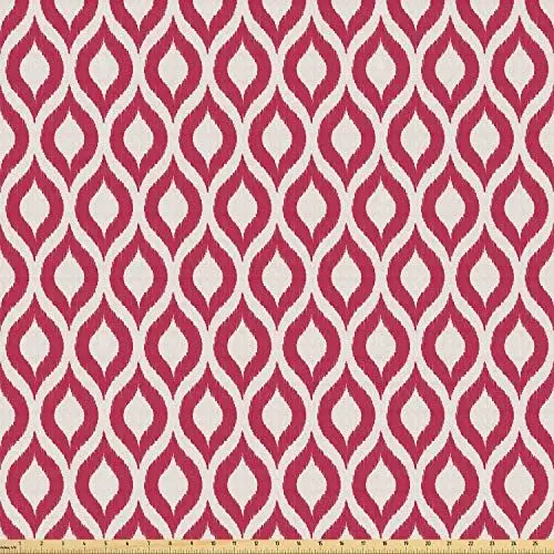 Produktbild: ABAKUHAUS Ikat ausdehnbar mit Elestan für Heimwerkarbeiten und Näharbeiten, Geschwungene Linien Traditionelle, Elestan für Heimwerkarbeiten und Näharbeiten, 5Meters, Maroon Weiß