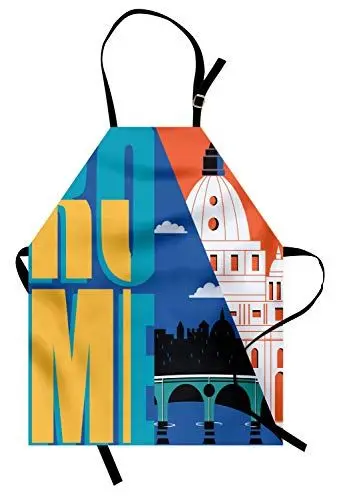 Produktbild: ABAKUHAUS Italien Kochschürze, Flache Design-Stil von Rom, Fur den innen und ausen Bereich geeignet Schmutzfest, Mehrfarbig