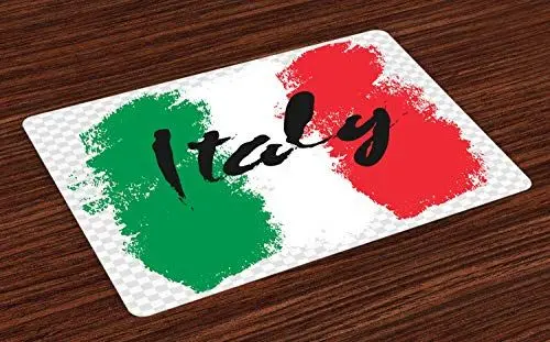 Produktbild: ABAKUHAUS Italien Platzmatten, Italienische Flagge Bunte Grunge, für die Küche das Esszimmer Waschbarer Stoff mit Digitaldruck, Mehrfarbig