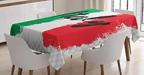 Produktbild: ABAKUHAUS Italien Tischdecke, Italienische Flagge Bunte Grunge, Druck mit Klaren Farben ohne Verblassen Waschbar für innen oder Außen Bereich, 140 x 170 cm, Rot Grün