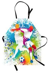 Produktbild: ABAKUHAUS Jugend Kochschürze, Fußball Spieler Bunte, Unisex-Küchenlätzchen mit verstellbarem Hals für Kochen Gartenarbeit, 67 cm x 80 cm, Grün Blau