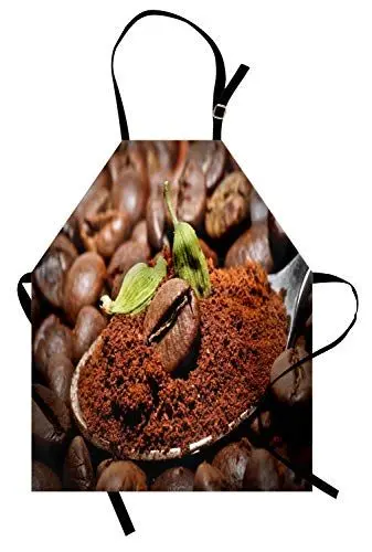Produktbild: ABAKUHAUS Kaffee Kochschürze, Arabische Bohnen mit aromatisiertem grünem Kardamom-traditionellem orientalischem Getränk, Farbfest Höhenverstellbar Waschbar Klarer Digitaldruck, Braun Grün Grau