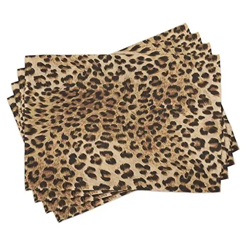 Produktbild: ABAKUHAUS Leopard-Druck Platzmatten, Wildtierhaut, Waschbare Stoff Esszimmer Küche Tischdekorations Digitaldruck, Pastellbraun