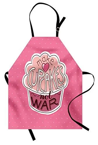 Produktbild: ABAKUHAUS Lustige Wörter Kochschürze, Machen Sie Cupcakes Motivational Schriftzug auf leckeres Gebäck und Tupfen, Maschienenwaschbar kein Verblassen, Getrocknete Rose Pfirsich Rosa
