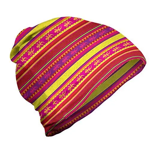 Produktbild: ABAKUHAUS Mexikaner Unisex Beanie, Vibrant Lizard Folklore, Wandern im Freien, Mehrfarbig
