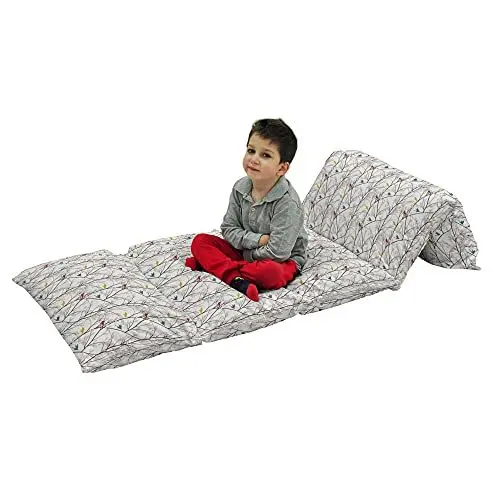 Produktbild: ABAKUHAUS Natur Bodenkissenbezug, Vögel Wildlife Cartoon, Nickerchen Matte Bedruckte Stoffhülle für 5 Kissen, 224 cm x 69 cm, Senf Maroon