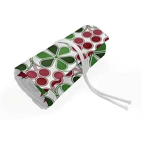 Produktbild: ABAKUHAUS Natur Mäppchen Rollenhalter, Abstrakt Cranberries, langlebig und tragbar Segeltuch Stiftablage Organizer, 72 Schlaufen, Rubin Getrocknete Rosen-Grün