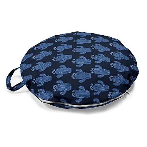 Produktbild: ABAKUHAUS Navy blau Rundes Bodenkissen mit Griff, Fortsetzung Cactus Shapes, dekoratives Kissen für Wohnzimmer & Schlafsäle, 45 cm, Dark Night Blau