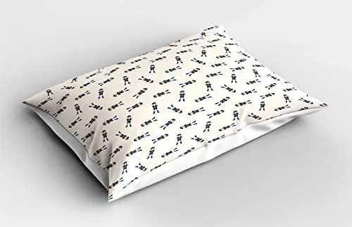 Produktbild: ABAKUHAUS Pfadfinder Kissenbezug, Cooles Kind im Campingkleid, Dekorativer Standard King Size Gedruckter Kissenbezug, 80 x 40 cm, Marineblau Gelb Creme