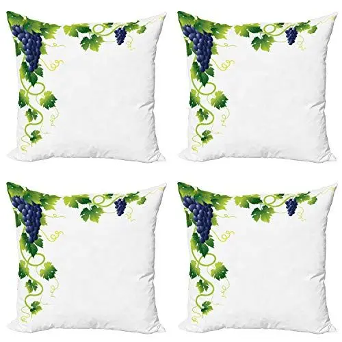 Produktbild: ABAKUHAUS Ranke Kissenbezug Set (4 Stück), Weeping Vines Vineyard, moderner doppelseitiger Digitaldruck, 40 cm, Lindgrün Smaragd