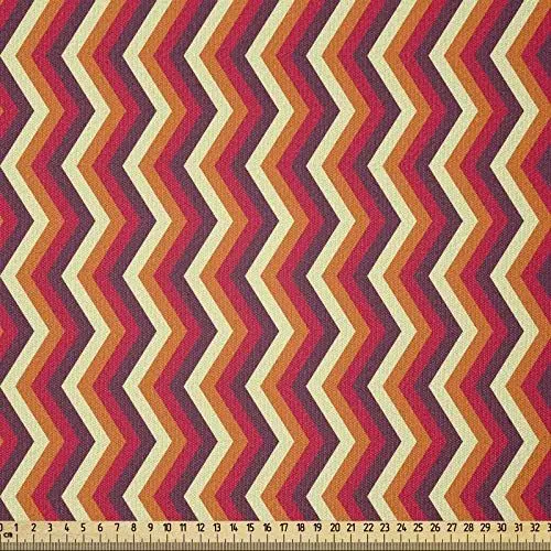 Produktbild: ABAKUHAUS Retro ausdehnbar mit Elestan für Heimwerkarbeiten und Näharbeiten, Zig Zag Chevron Stripes, Elestan für Heimwerkarbeiten und Näharbeiten, 5Meters, Orange Maroon Gelb