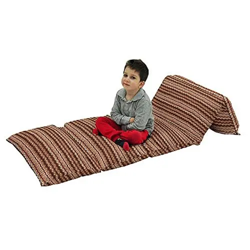 Produktbild: ABAKUHAUS Sambia Bodenkissenbezug, Tribal gewellte Linien, Nickerchen Matte Bedruckte Stoffhülle für 5 Kissen, 224 cm x 69 cm, Pale Brown Zimt