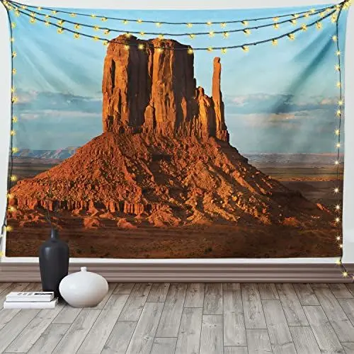 Produktbild: ABAKUHAUS Schlucht Wandteppich, Monument Valley Amerika, aus Weiches Mikrofaser Stoff Ohne Veblassen Waschbarer Druck, 150 x 110 cm, Orange Blau