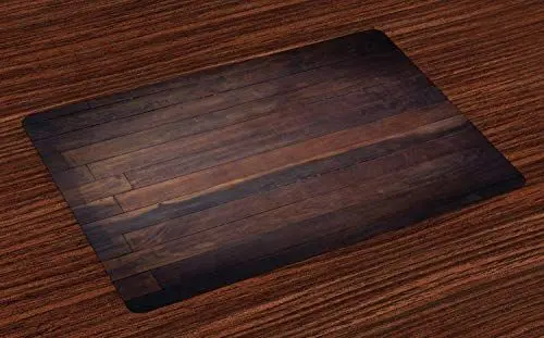 Produktbild: ABAKUHAUS Schokolade Platzmatten, Gealterte verwitterte dunkle Bauholz-Eichen-hölzerne Planken-Boden-Bild-Landleben-Zimmerei, Waschbare Stoff Esszimmer Küche Tischdekorations Digitaldruck, Braun