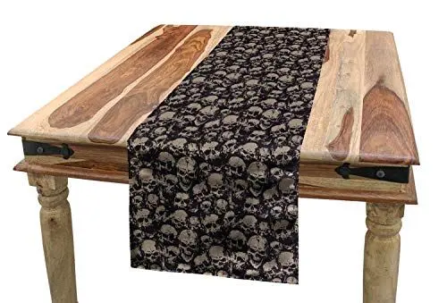 Produktbild: ABAKUHAUS Skull Tischläufer, Grunge Scary Übel, Esszimmer Küche Rechteckiger Dekorativer Tischläufer, 40 x 180 cm, Tan