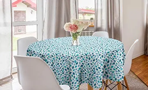 Produktbild: ABAKUHAUS Teal Runde Tischdecke, Abstrakte Mosaik blauen Tönen, Kreis Tischdecke Abdeckung für Esszimmer Küche Dekoration, 150 cm, Schiefer-Blau-Türkis