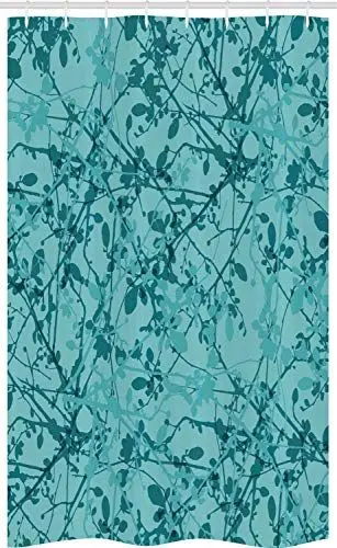 Produktbild: ABAKUHAUS Teal Schmaler Duschvorhang, Tintenzeichnungs-Stilbaum, Badezimmer Deko Set aus Stoff mit Haken, 120 x 180 cm, Türkis Teal