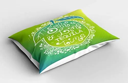 Produktbild: ABAKUHAUS Tequila Kissenbezug, Vibrant Ombre Text auf der Zitrone, Dekorativer Standard King Size Gedruckter Kissenbezug, 80 x 40 cm, Mehrfarbig