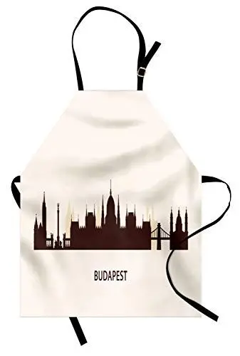 Produktbild: ABAKUHAUS Ungarn Kochschürze, Silhouette von Budapest Stadt, Maschienenwaschbar kein Verblassen, Seal Brown und Elfenbein