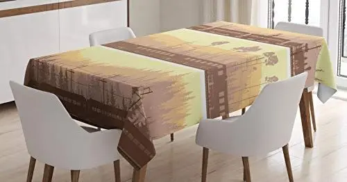 Produktbild: ABAKUHAUS Weihnachten Tischdecke, Winter-Bäume Schneeflocken, Für den Inn und Outdoor Bereich geeignet Waschbar Druck Klar Kein Verblassen, 140x200cm, Dunkelgrau und Hellgrau