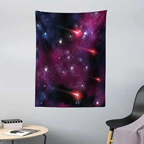 Produktbild: ABAKUHAUS Weltraum Wandteppich, 4 Kometen am Himmel Stardust Meteor Shower Wunsch Halo Szenerie, aus Weiches Mikrofaser Stoff Wand Dekoration Für Schlafzimmer, 110 x 150 cm, Magenta Blau