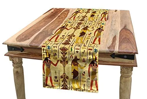 Produktbild: ABAKUHAUS ägyptisch Tischläufer, Grunge Retro religiös, Esszimmer Küche Rechteckiger Dekorativer Tischläufer, 40 x 180 cm, Blasser Kaffee